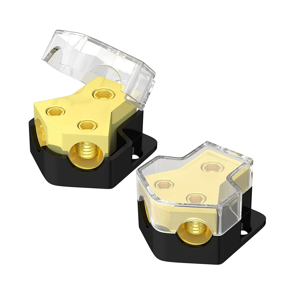 12V Power Distribution Block Car Audio Splitter 2 Vie 0/2/4 Gauge In 4/6/8 Gauge Out Ground Distribution Block Amp
