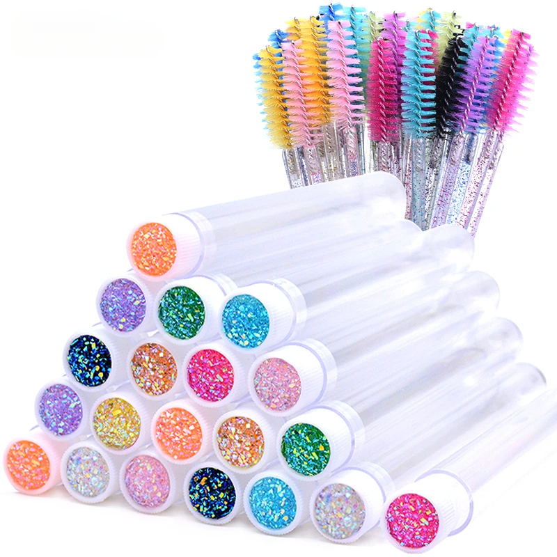 Dust-proof Tube Reusable Eye Lash Mascara Wands Replaceable Makeup Applicators Tools50Pcs Eyelash Brush With 20Pcs Containers