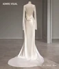 Newest Wedding Dress Sheath Satin O-Neck Neckline Full Sleeves With Long-Open Back Custom Made Plus Sizes Vestidos De Novias 2