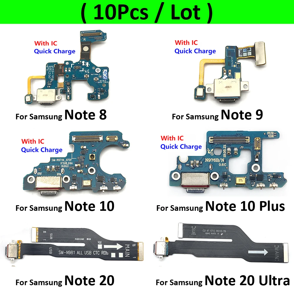 

10 шт., USB-разъём для зарядки Samsung Note 8 9 10 Lite 20 Ultra N960F N970F N770F