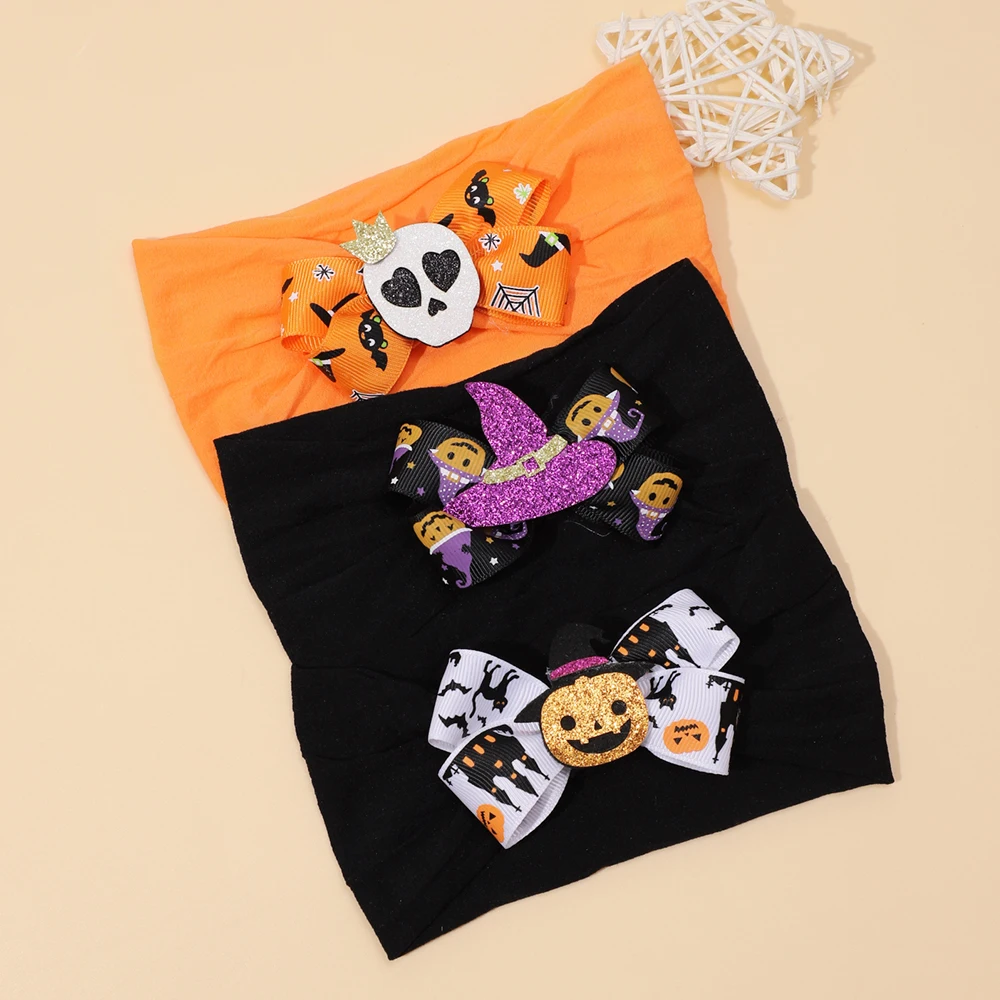 24pc/lot Halloween Party Girls Headband Kid Nylon Turban Head Wraps Halloween Nylon Headbands for Children Baby Girls Headwear fashion nylon waist shoulder bags cartoon bear children chest bag outdoor kids messenger bag boys girls handbags party