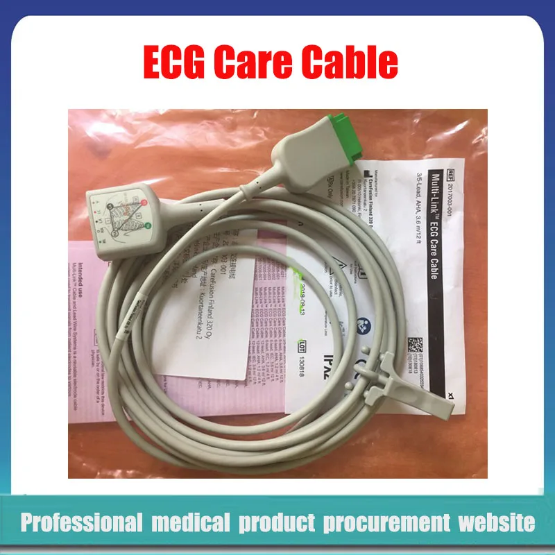 

Original GE Healthcare AHA adult 5-lead Multi-link ECG Care Cable 3.6M 2106305-001 2017003-001