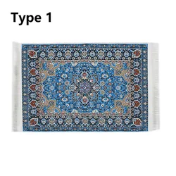 Miniature Floral Pattern Dollhouse Rug - 1:12 Scale Floor Decor Mat Accessories (Type 1)