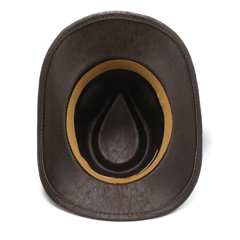 Thicken Western Cowboy Hat with Hat Band Rolled Brim Wear Resistant Cowboy