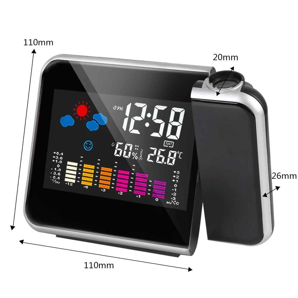 Color Display Clock With Time Projection Weather Station Table Clock Rotatable Digital Alarm digital clock,table clock,weather clock,digital desk clock,digital table clock