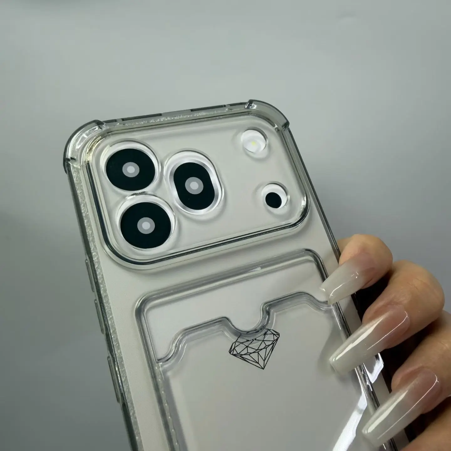 Clear Back Shockproof Card Slot Phone Case with Bag Holder