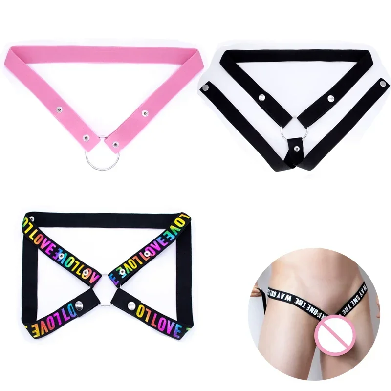 Chastity Cage Accessory Anti-off Elastic Band Auxiliary Belt For Male Chastity Cage Adjustable Ring Rope & Les Scrotum Rings Adult Toy