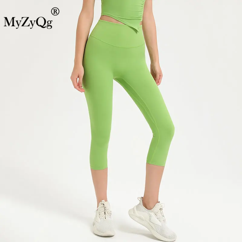 

MyZyQg Body-shaping High Waist Buttock Lifting One-piece Yoga Capri Pants Traceless Quick Dry Fitness Legging Sports Shorts