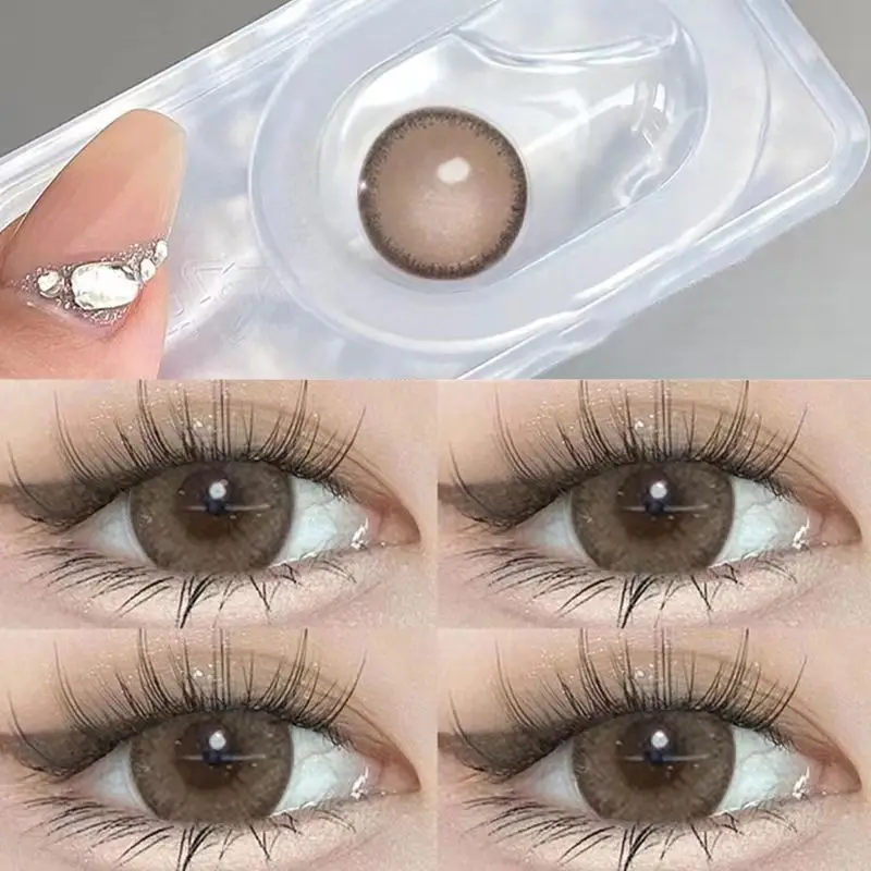 KSSEYE 2PCS Color Contact Lenses for Eyes With Myopia Natural Green Lens Brown Pupils Beauty Cosmetic Fast Shipping Colored Lens