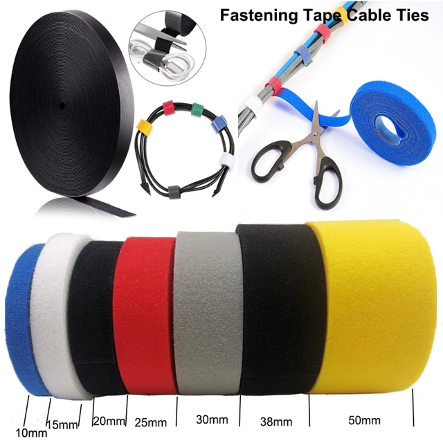 5M/Roll 10/15/20/25/30/50mm Reusable Fastening Tape Cable Ties