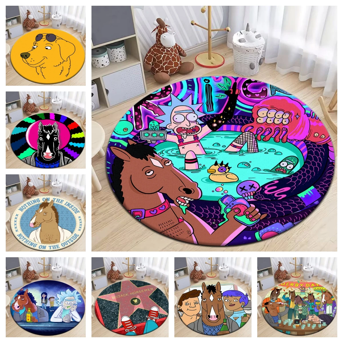 

The horse,Hit American animation Printed Round Carpet,rugs for bedroom,Living Room,door mat ,Picnic,anime,room decoracion,rug