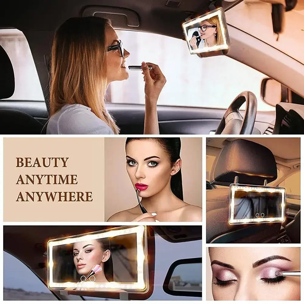 Car Sun Visor Makeup Mirror USB Rechargeable 3 Modes