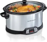 Beach 8 Quart Programmable Slow Cooker with Three Temperature Settings, Dishwasher Safe Crock and Lid, Silver (33480) 1