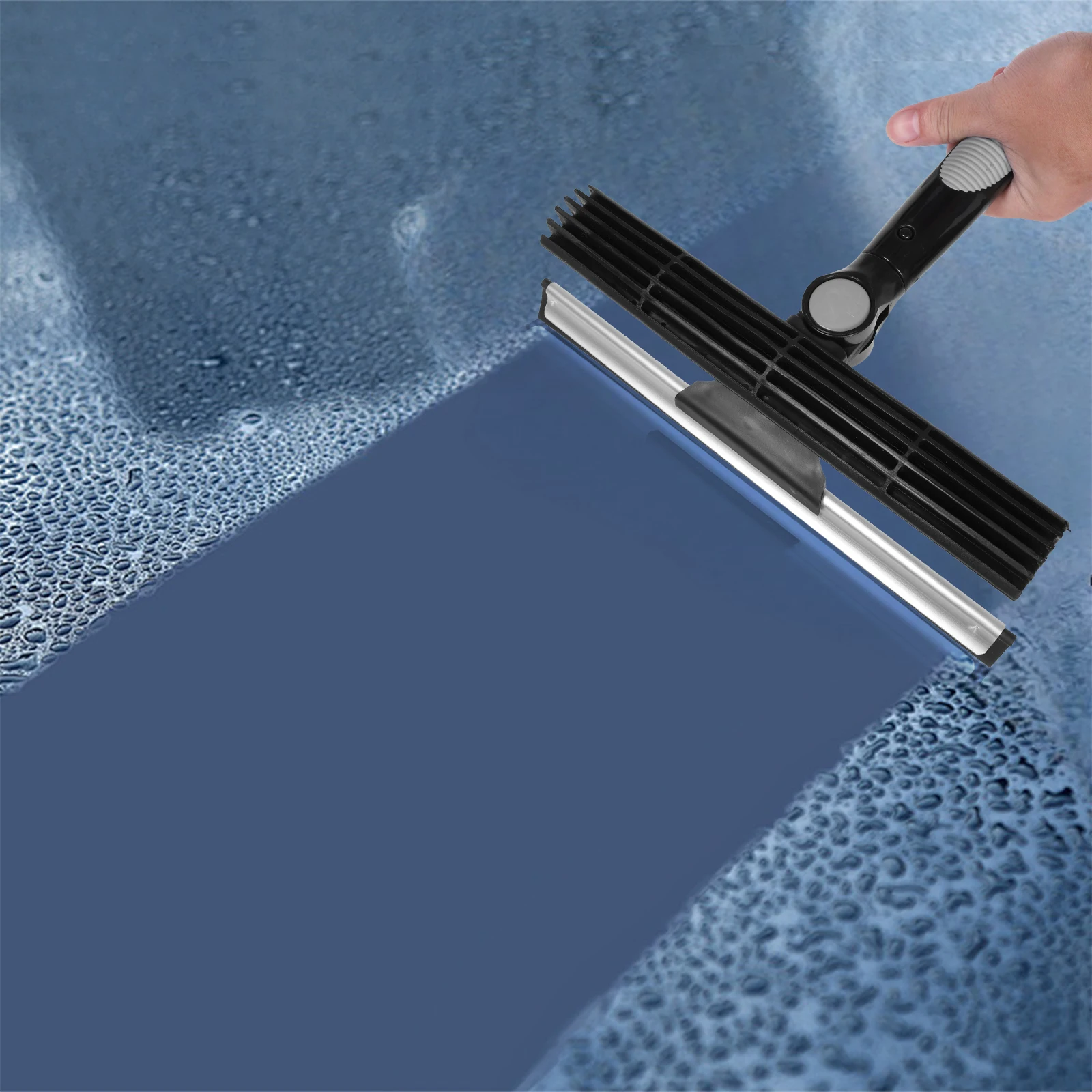 2 in 1 Mop Splicing Rod Rotatable Bathroom Mirror Glass Wiper Adjustable Long Handle Cobweb Duster for Dusting Cleaning Supplies