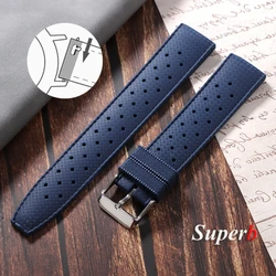 Tropical Rubber Waterproof Quick Release Watch Strap - 22mm (Blue)
