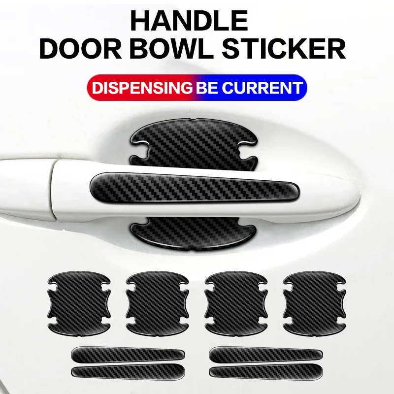 Car Door Handle Bowl Scratch Protective Stickers Carbon Fiber Protector Cars Sticker Car Handle Anti-collision Protection Strip