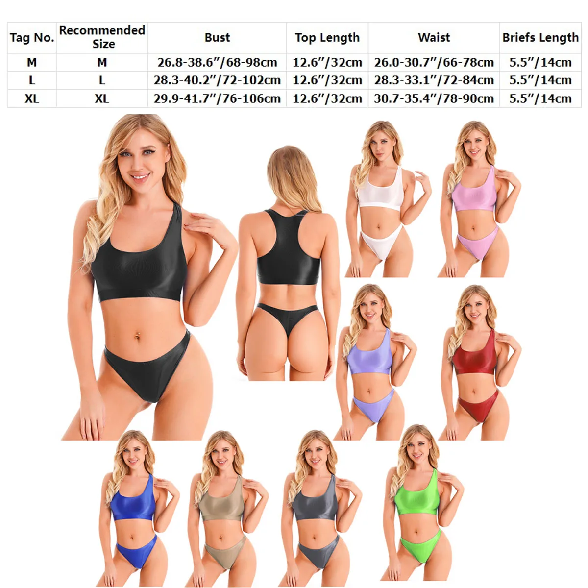 Womens Two-piece Outfit Tank Crop Top T-shirt Panties Briefs Sportswear Swimwear Bathing Suit women swimwear