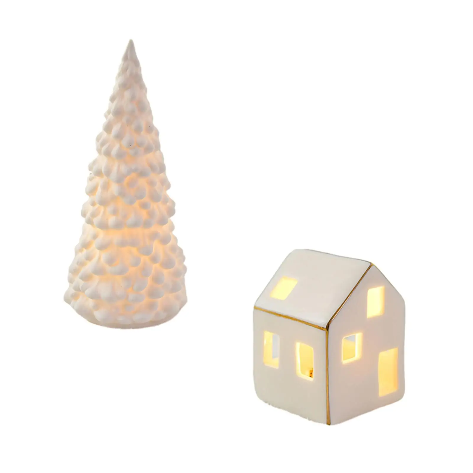 

Керамические рождественские фигурки, освещенное рождественское настольное украшение для гостиной, оформление стола, дома