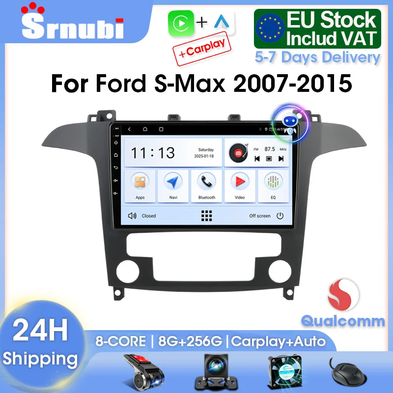 Srnubi Für Ford S-MAX 2007-2015 2 Din Auto Radio Drahtlose Carplay Android auto Multimedia Player Bluetooth Autoradio navigatore
