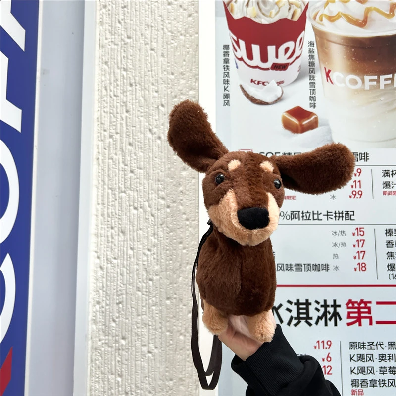 男の子と女の子のためのリアルなダックスフント子犬クロスボディバッグ