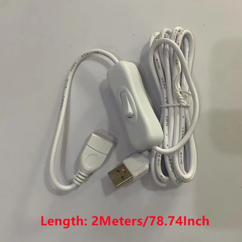 USB Cable With Switch ON/OFF 2Meters Length USB Extension Cable Toggle for USB Lamp Fan Power Supply 6