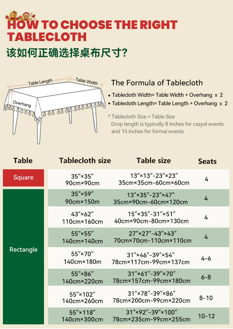 Christmas Rectangle Tablecloth – Waterproof Floral Cover for Dinner S5b1a7813ed8d4e2fb2a78ed7f23f58ed0