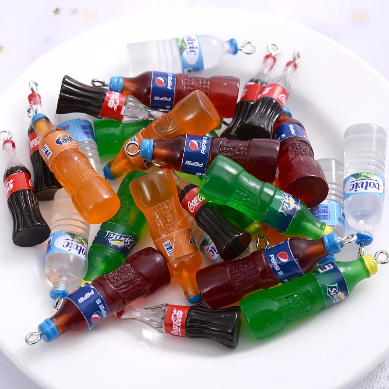 10Pcs/Pack 5 Color Acrylic Pendants Charm Mini Drink Bottle Shape Pendant For DIY Jewelry Makeing Necklace Bracelet Accessories