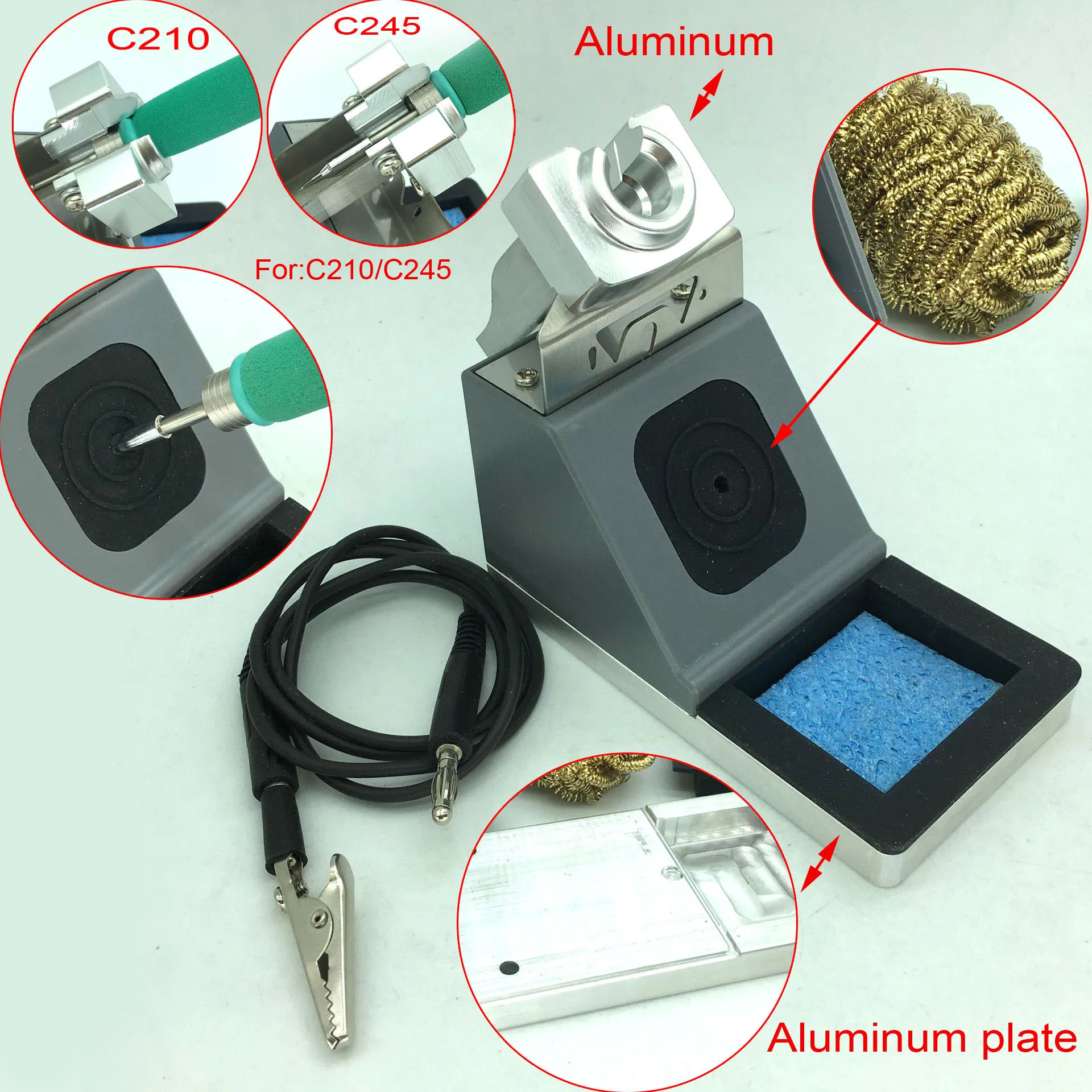 Aluminum Soldering Iron Stand Solder Station Dormant Holder Support clean copper ball For JBC C245 C210 Soldering Iron Handle