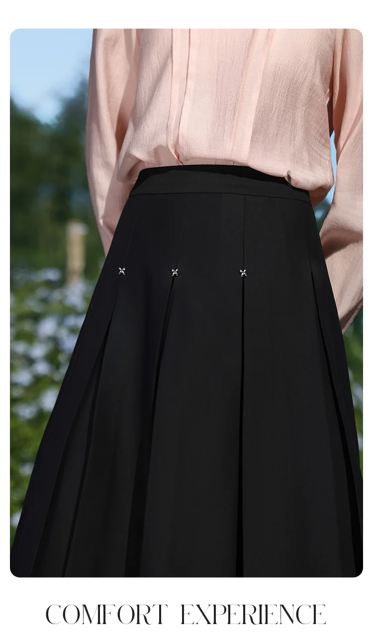 I BELIEVE YOU Black High-waisted Pleated Skirts For Women