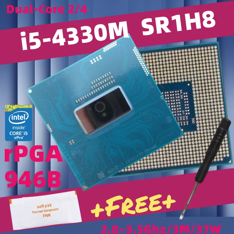 Intel Core i5 4330M SR1H8 Dual-Core Laptop CPU Socket G3 PGA946B HM86 HM87 QM87 Processor |