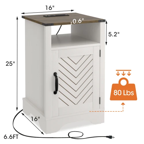 Farmhouse Accent Table with Charging Station 4