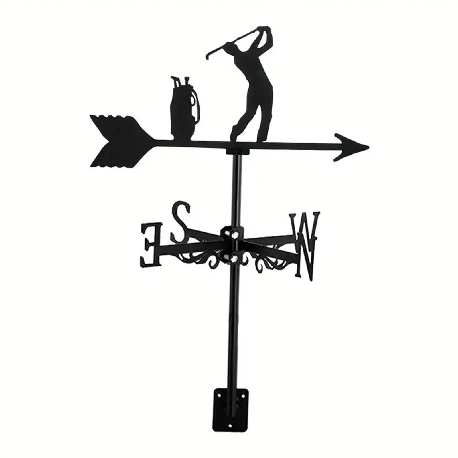 Golf Farm Scene Classic Style Wrought Iron Wind Direction Indicator Weather Vane for Cottage Farmhouse Garage Courtyard Decor