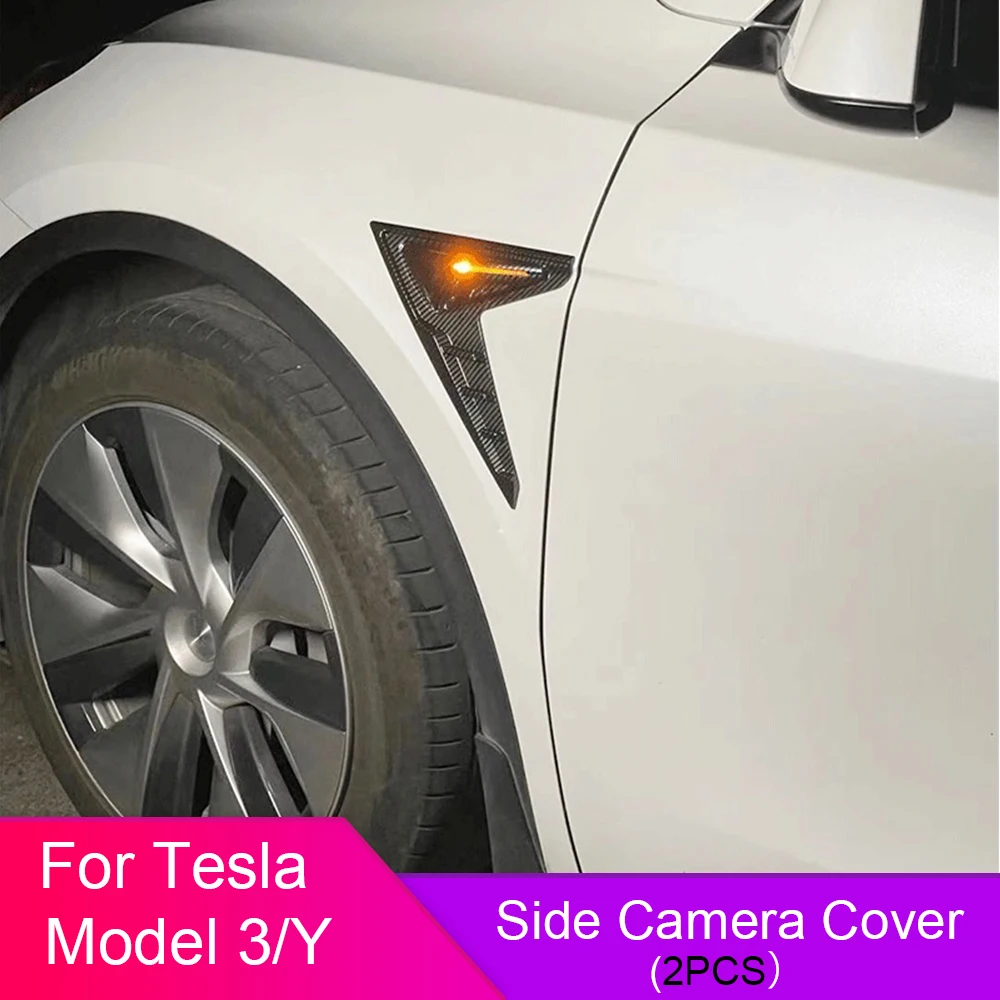 

2 шт., защитные края камеры из углеродного волокна для Tesla Model 3 Y