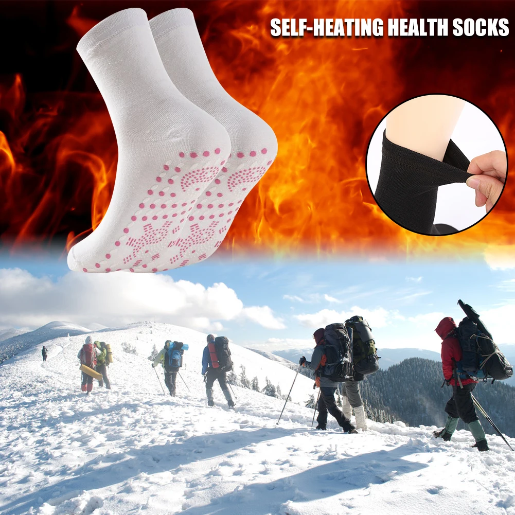 1pair Unisex Winter Warm Self-Heating Health Socks Pain Relief Outdoor Anti-Cold Therapy Magnetic Thermal Stockings Men/Women