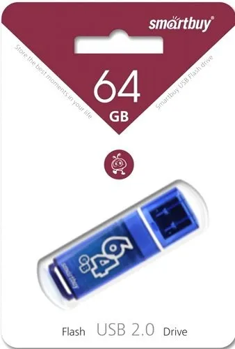 USB флеш накопитель 64 Gb SmartBuy Glossy Blue SB64GBGS-B | Компьютеры и офис