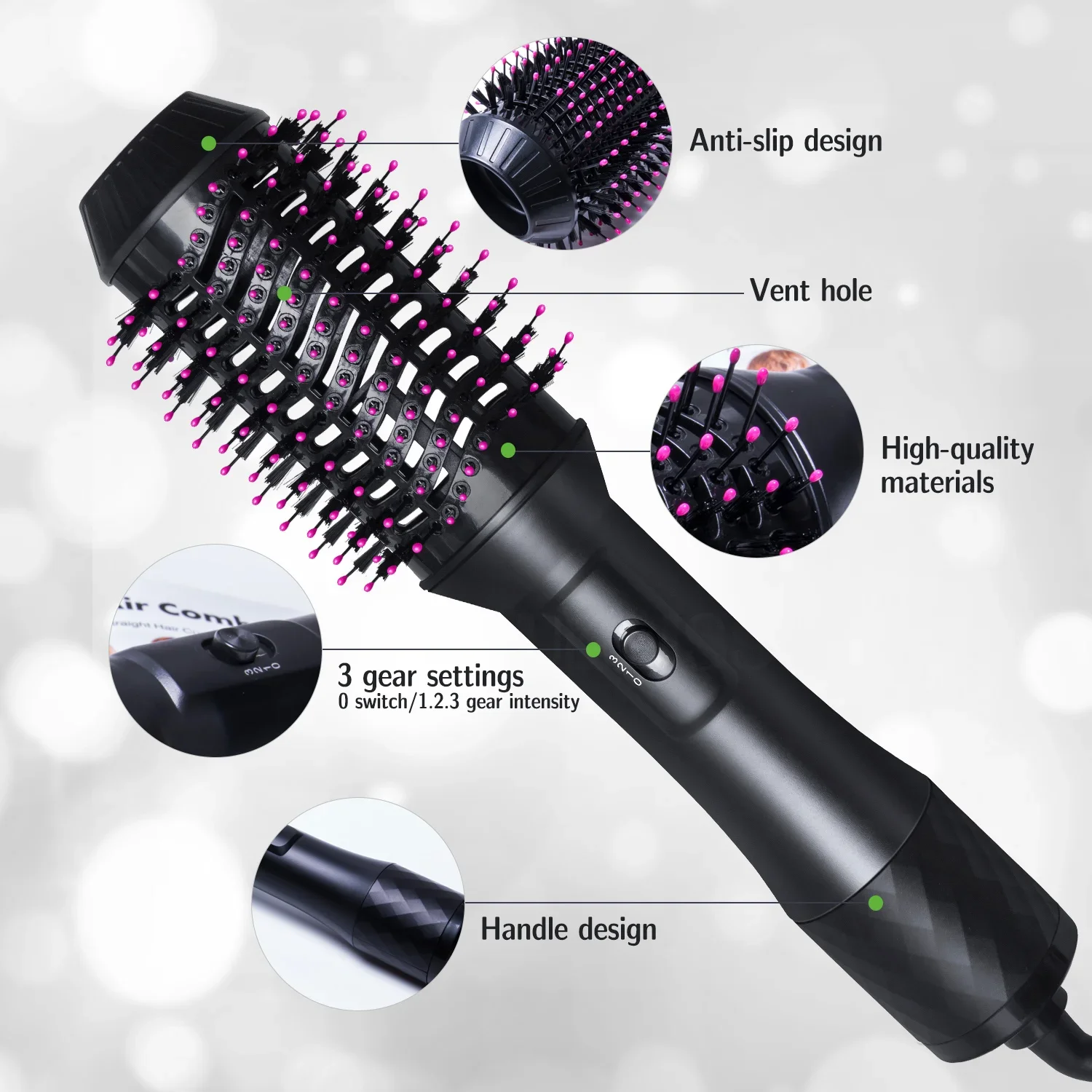 1000W Hair Dryer Hot Air Brush Styler Volumizer Straightener Curler Comb Roller One Step Electric Ion Blow Dryer Brush 2