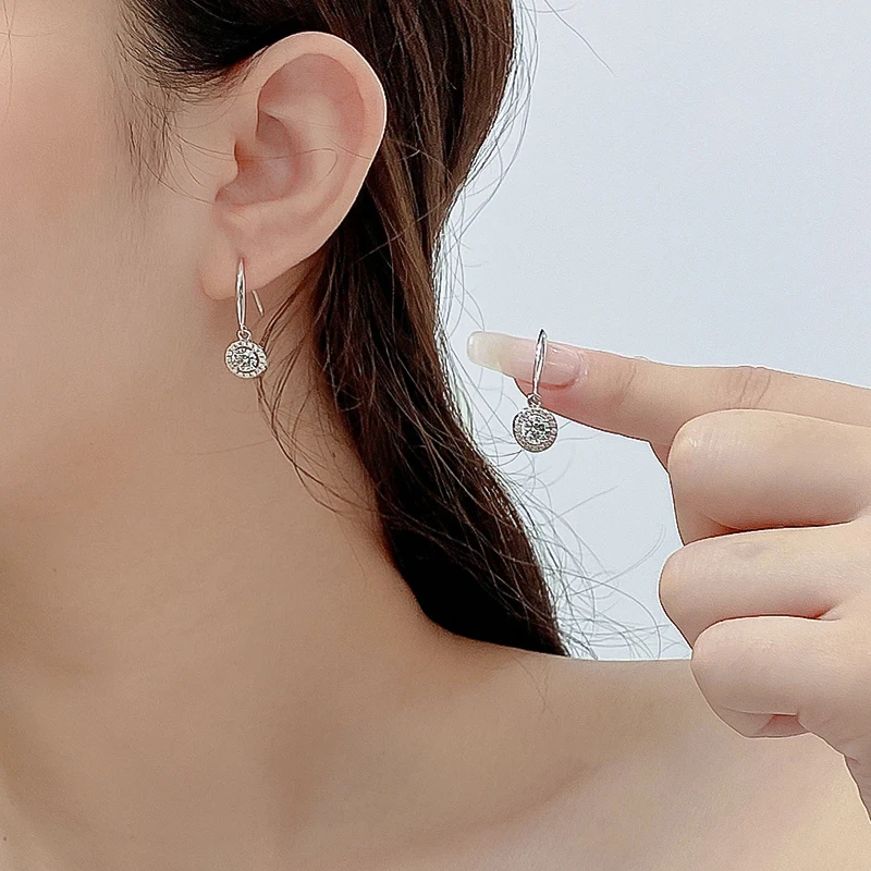 QINHUAN Super Falsh S925 Sterling Silver Drop Earrings for Women D Color Moissanite with Certificate Fine Jewelry 0.5ct 1ct