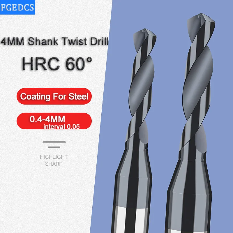 Carbide Alloy Drill Tungsten Steel Hard Stainless Twist Bit D4mm Shank Micro-diameter Solid Monolithic Metal Drill CNC Machine