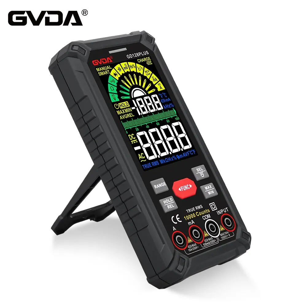 Smart Rechargeable Digital Multimeter True RMS 9999 Counts 1000V 10 ADC AC Voltage Current Multimetro Color LCD Multitester
