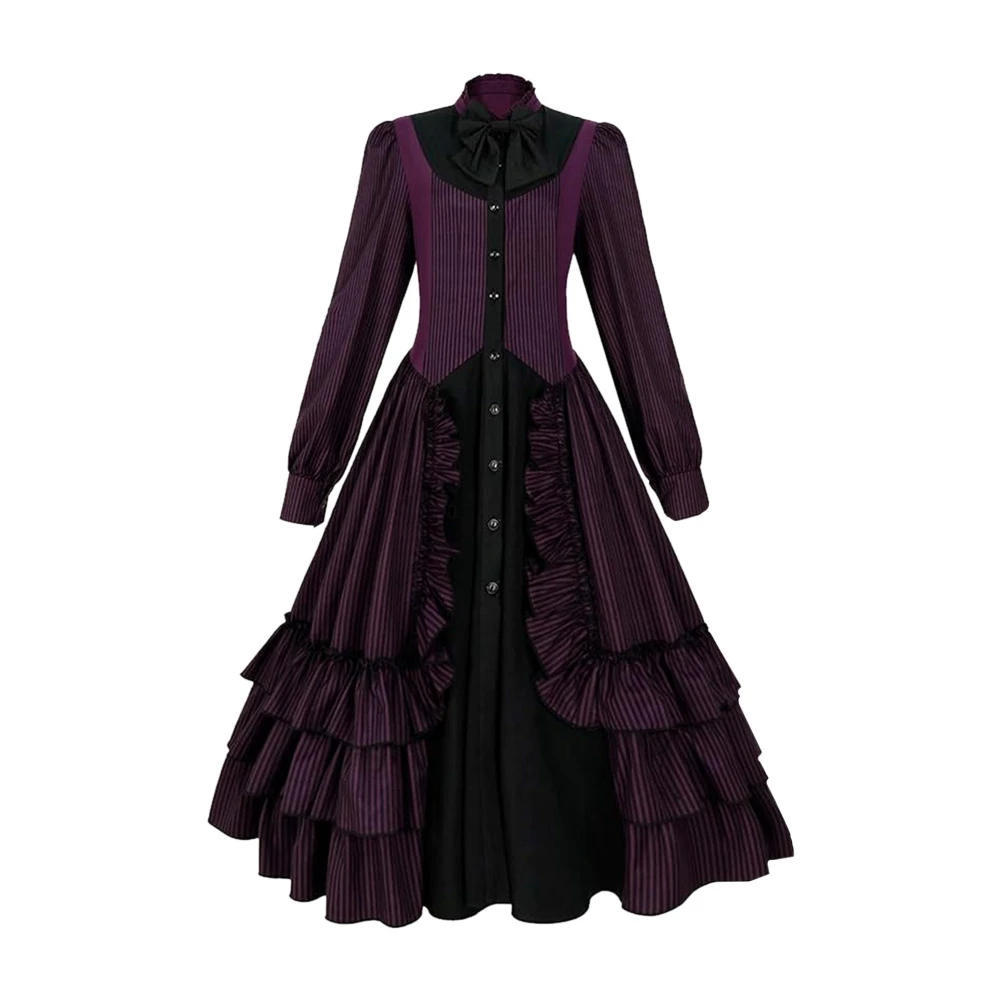 

Gothic Dress Women Medieval Gown Vintage Striped Costume