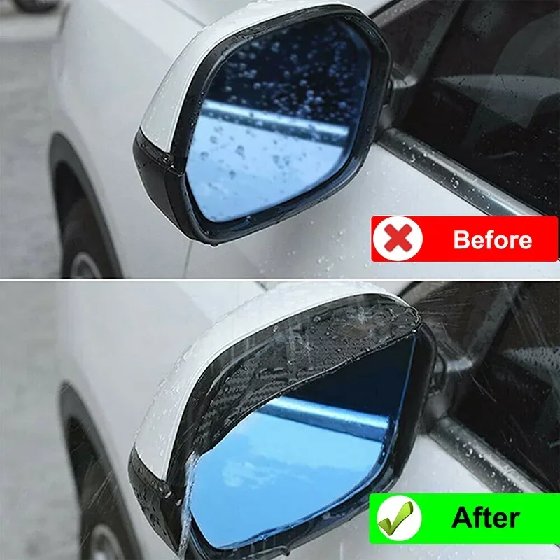 Universal Carbon Fibre Rain Brow Hydrophobic Durable Anti-Glare Rain Barrier Easy Installation car rearview mirror visor rearview mirror rain shield rearview mirror rain eyebrow car rearview mirror visor rearview mirror rain guard car mirror film Car Rearview Mirror Brow