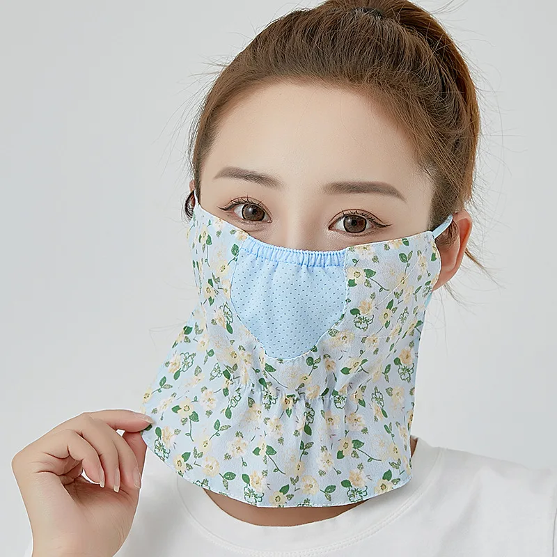 Spring Summer Mask New Neck Protection Breathable Sunscreen Women's Masks Outdoor Riding Floral Sand Veil Opening Dust Mask face mask womens face scarf