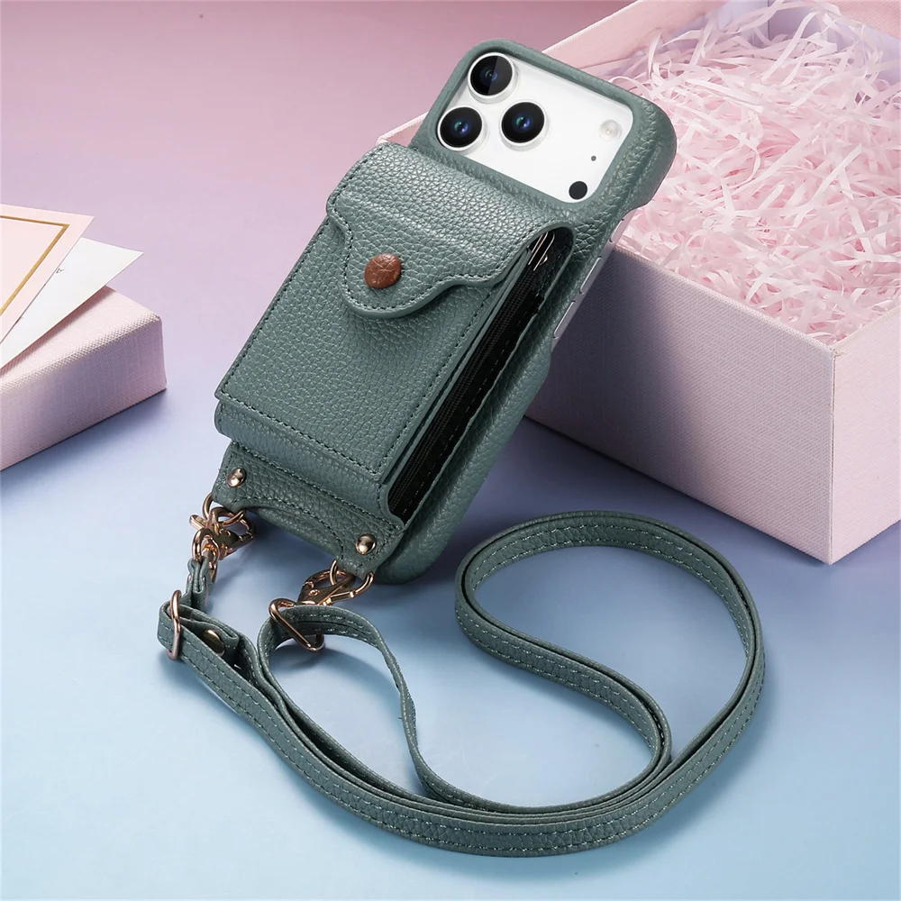 Sleek Crossbody Leather Purse with Mirror and Phone Case Wallet