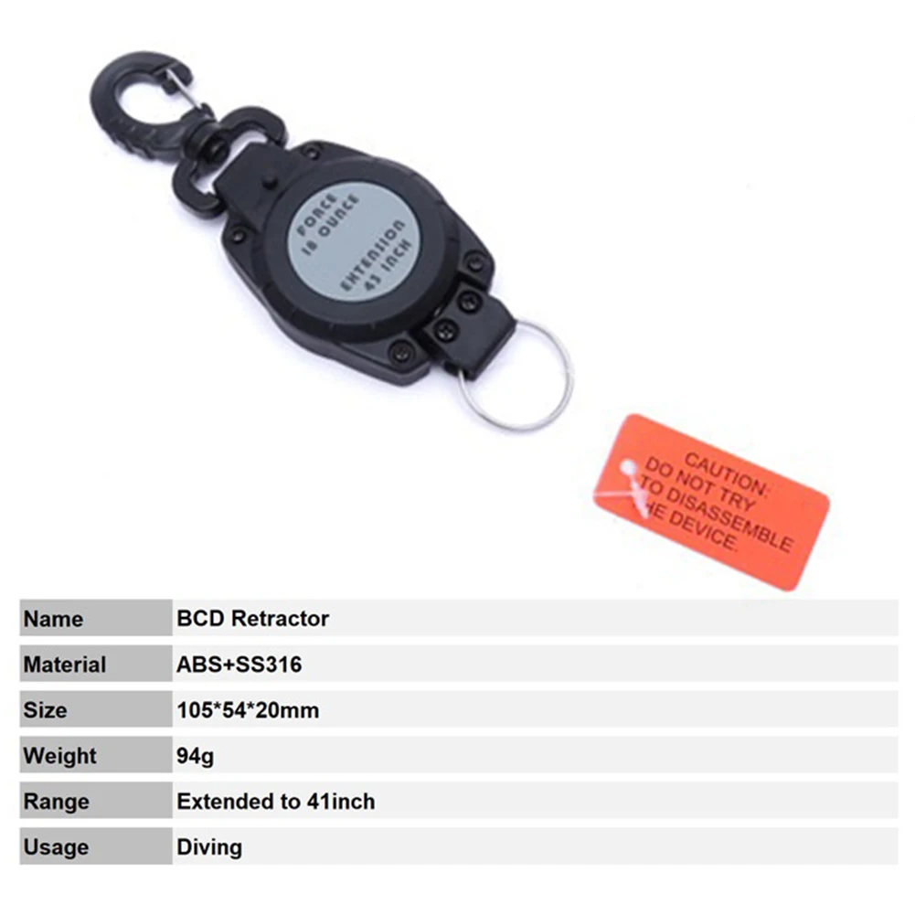 Diving Gear Retractor With Clip Torch Holder Stretching Puller Anti-Lost Retractable Lanyard For Scubas Diving Equipment