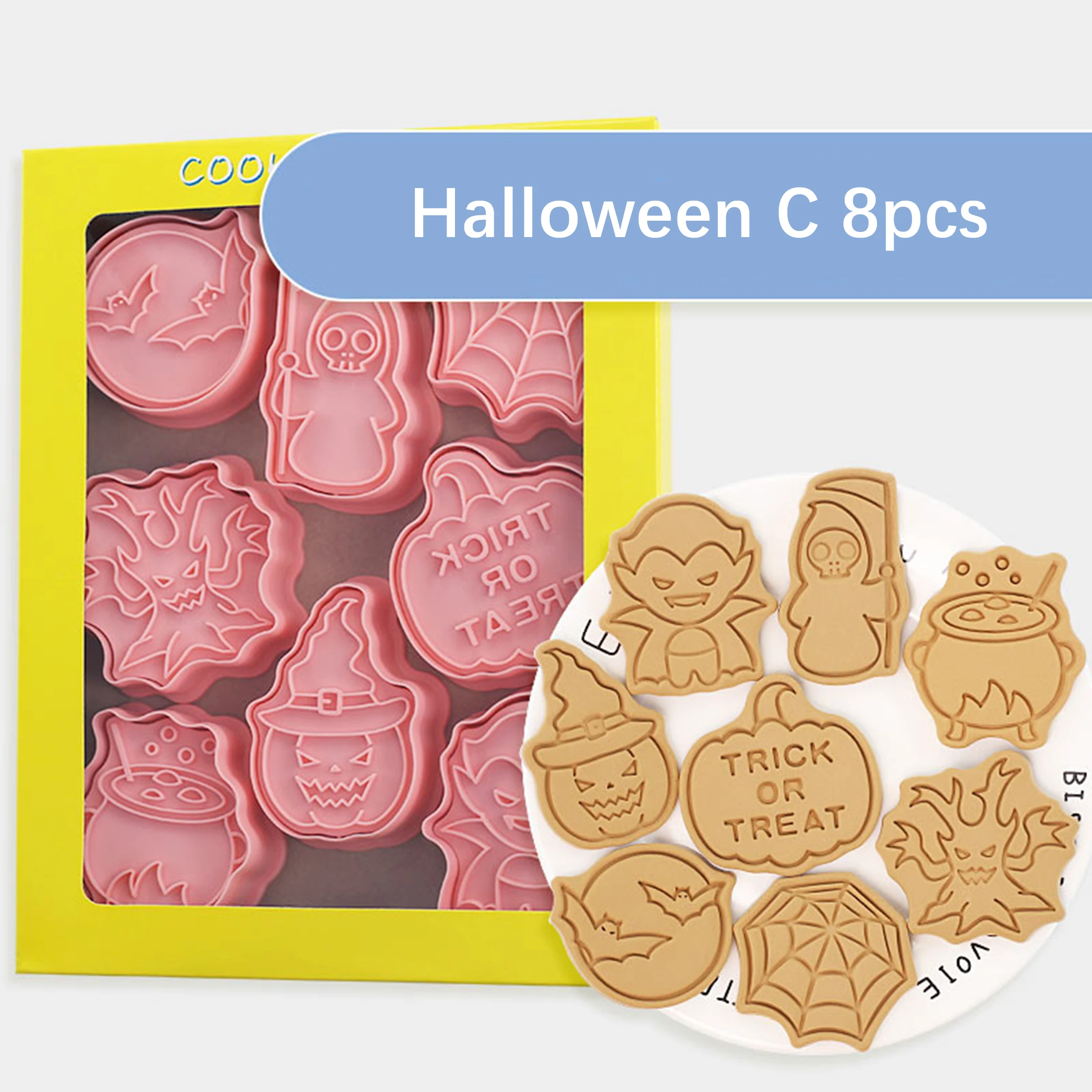 Halloween Cookie Cutters 3D Pumpkin Ghost Biscuit Cutter Cookie Molds Kitchen Pastry Baking Tools Halloween Decoration 8Pcs cookie cutter cookie mould baking mold cookie printing mold baking decorating tools