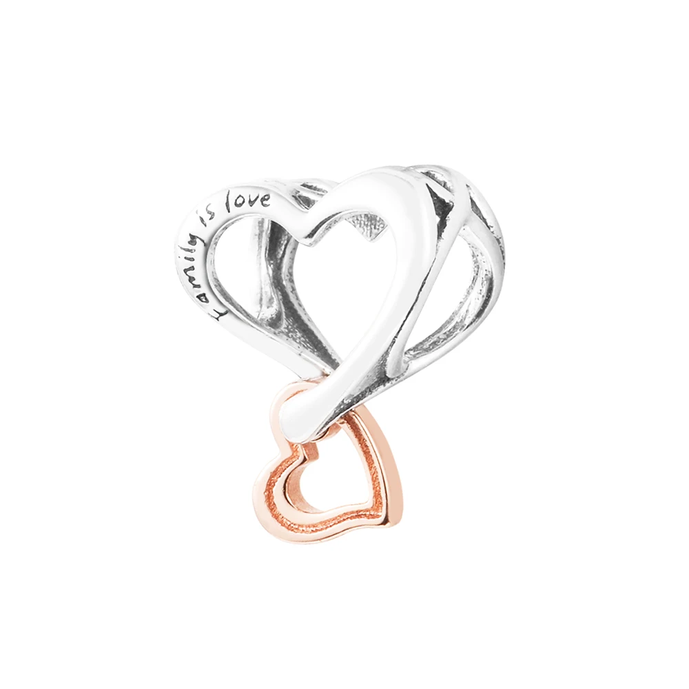 

New In Flower Knows Two-tone Openwork Infinity Heart 925 Original Silver Jewelry Keychain Free Shipping Bracelet For Woman