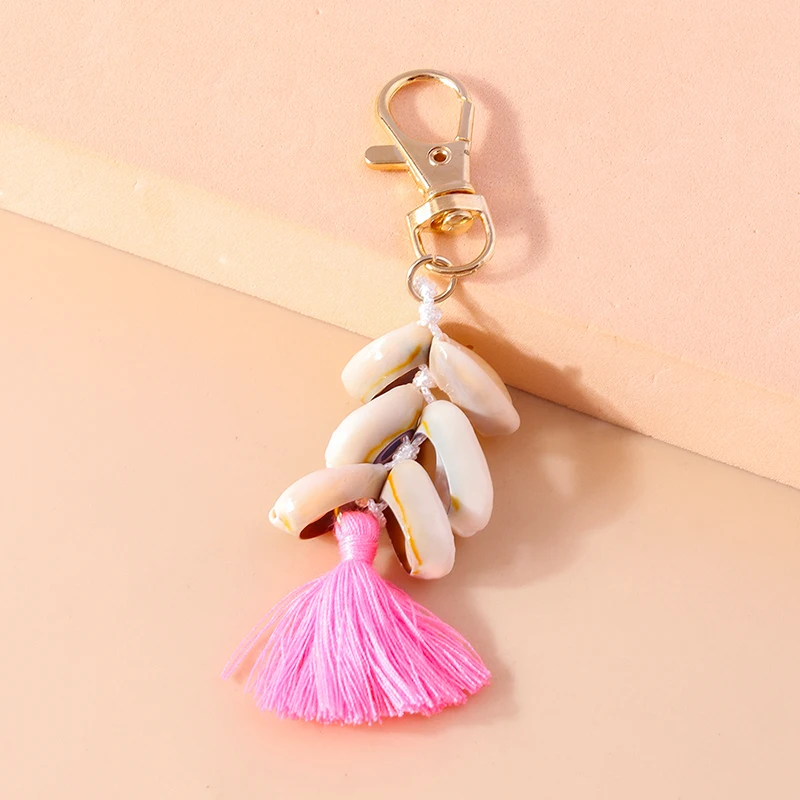 Hübsche Sommer Strand Muschel Schlüssel bund böhmische Quasten Schlüssel ring Anhänger für Frauen Mädchen Handtasche Zubehör DIY Schmuck Geschenke – Detail 2