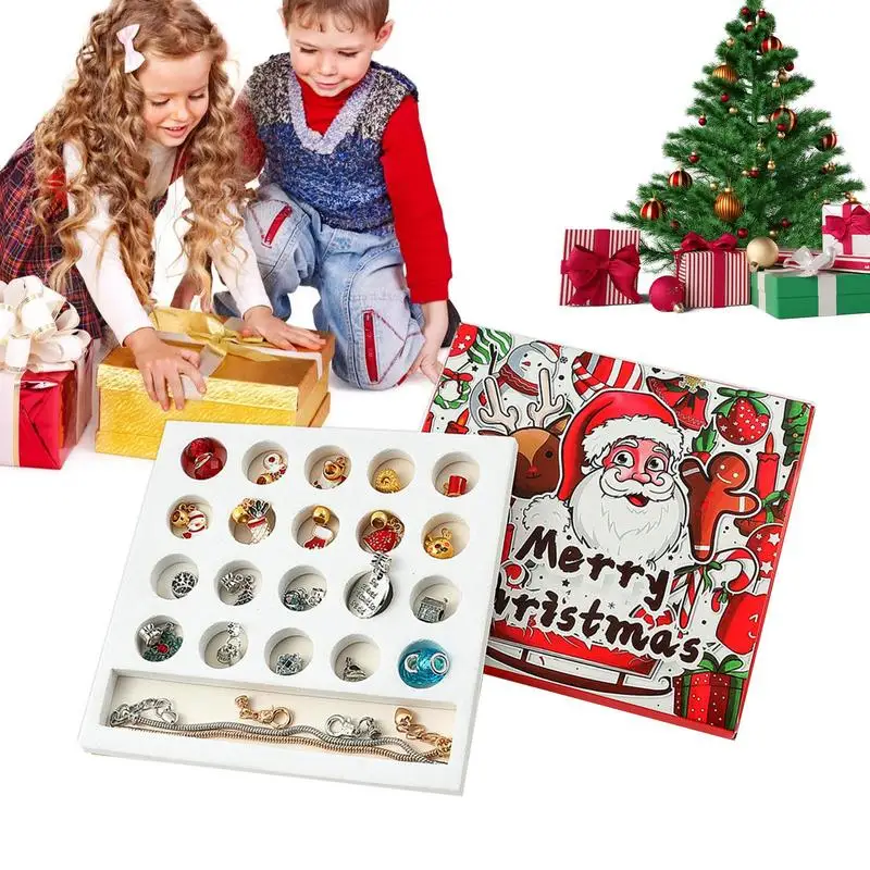 

Christmas Advent Calendar Bracelets 24 Beads Christmas Bead Set Jewelry DIY For Christmas Bell Elk Bracelet Kit Birthday Gift