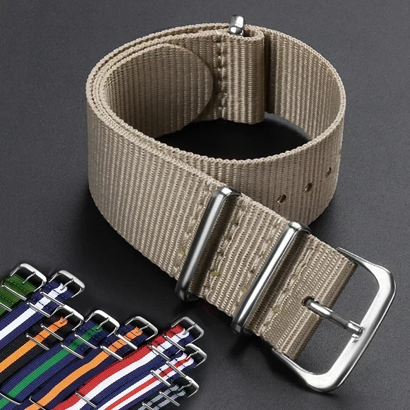 Nylon Army Sports Band - Black Watch Strap with Fabric Belt and Buckle Accessories