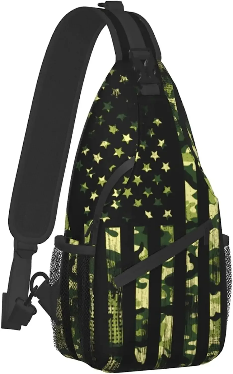 

Green Rendered American Flag Pattern Casual Cross-pack Unisex Kids Gift Can Accommodate Phone Camera Folder and More